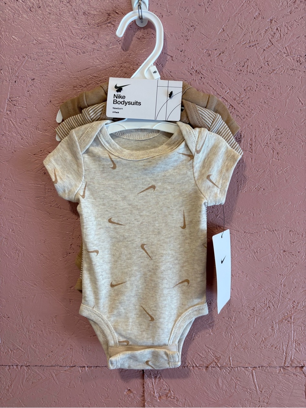 Nike Neutral Beige/Tan Baby Bodysuits Pack